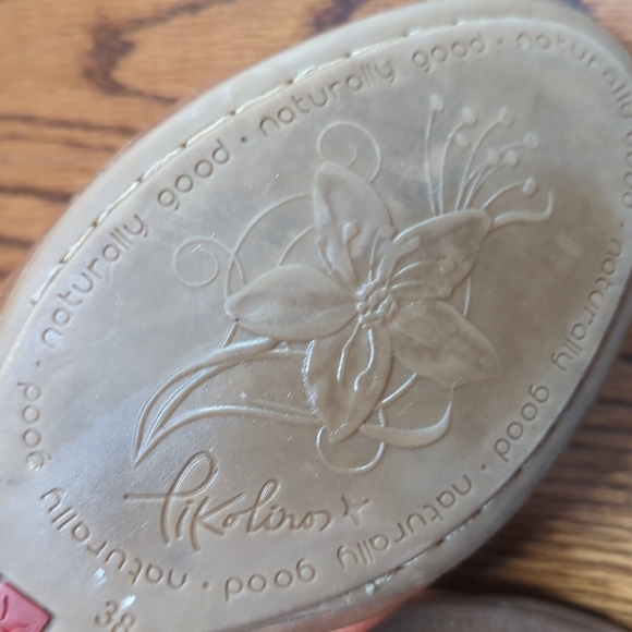 Pikolinos leather brown  perforated comfy soft low slip on wedges. Sz 38 US 8 - Picture 7 of 13